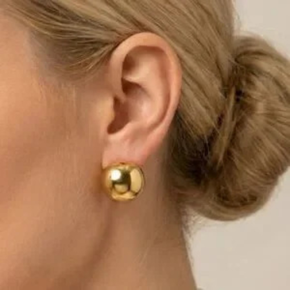 Gold Puffy Small Huggie Earrings (9009)